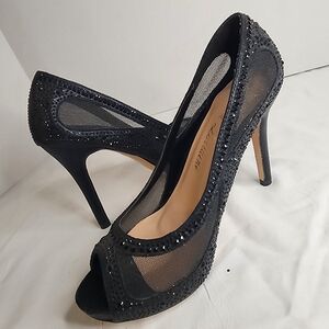 Lauren Lorraine Bernice Pump Womens size 7.5 Mesh Peep Toe Slip-On Stiletto